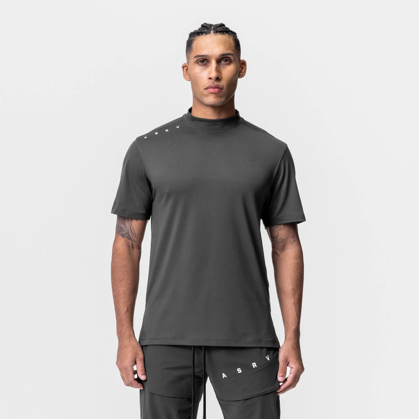 0684. Core Mock Neck Tee - Space Grey