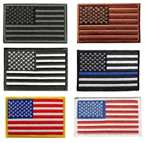 6 Pc Assorted USA Tactical American Flag Patch 100% Embroidered Thin Blue Line United States Military Morale Patches Set for Molle, Hats, Backpacks,Tactical Vest, Uniforms