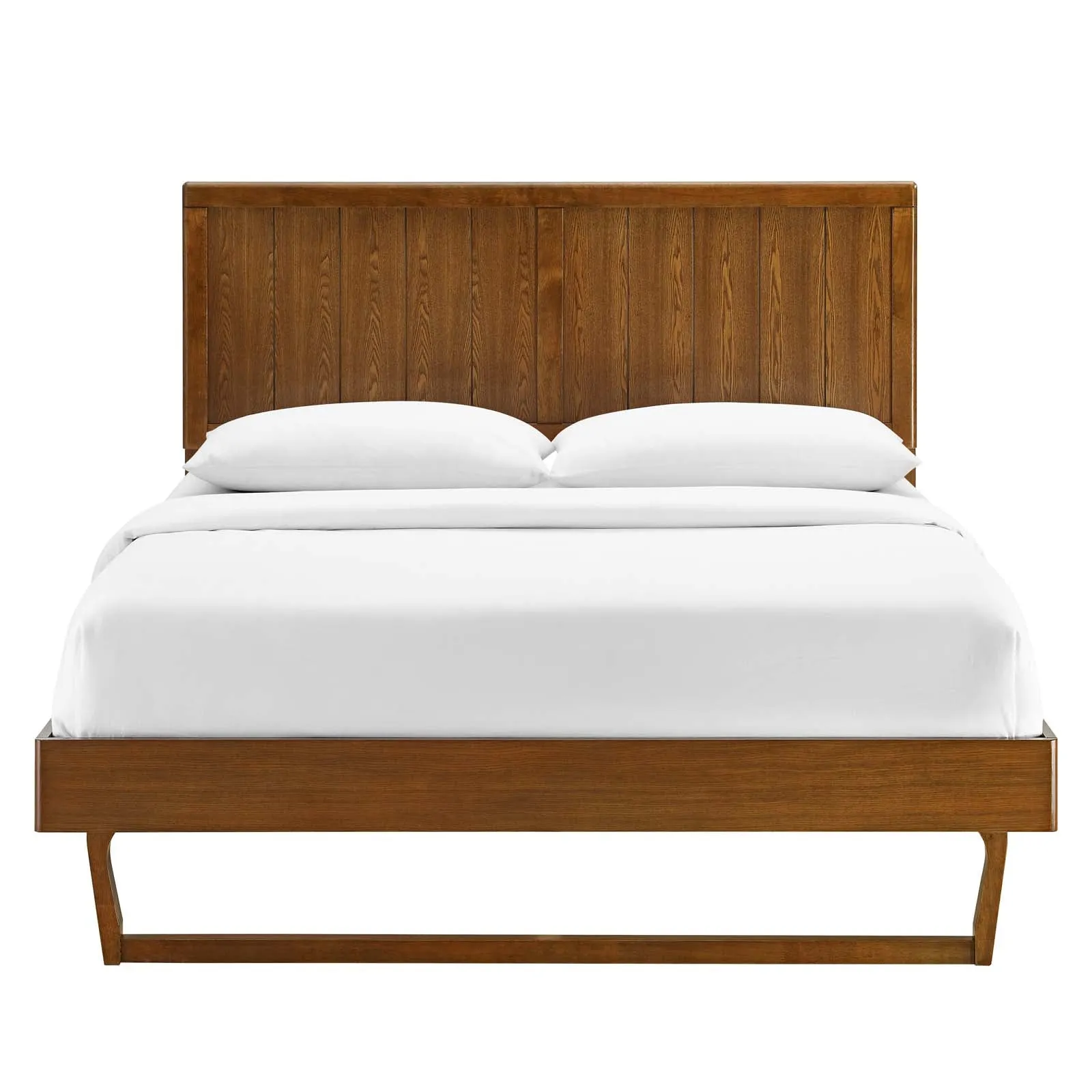 Alana Full Wood Platform Bed With Angular Frame Walnut MOD-6616-WAL