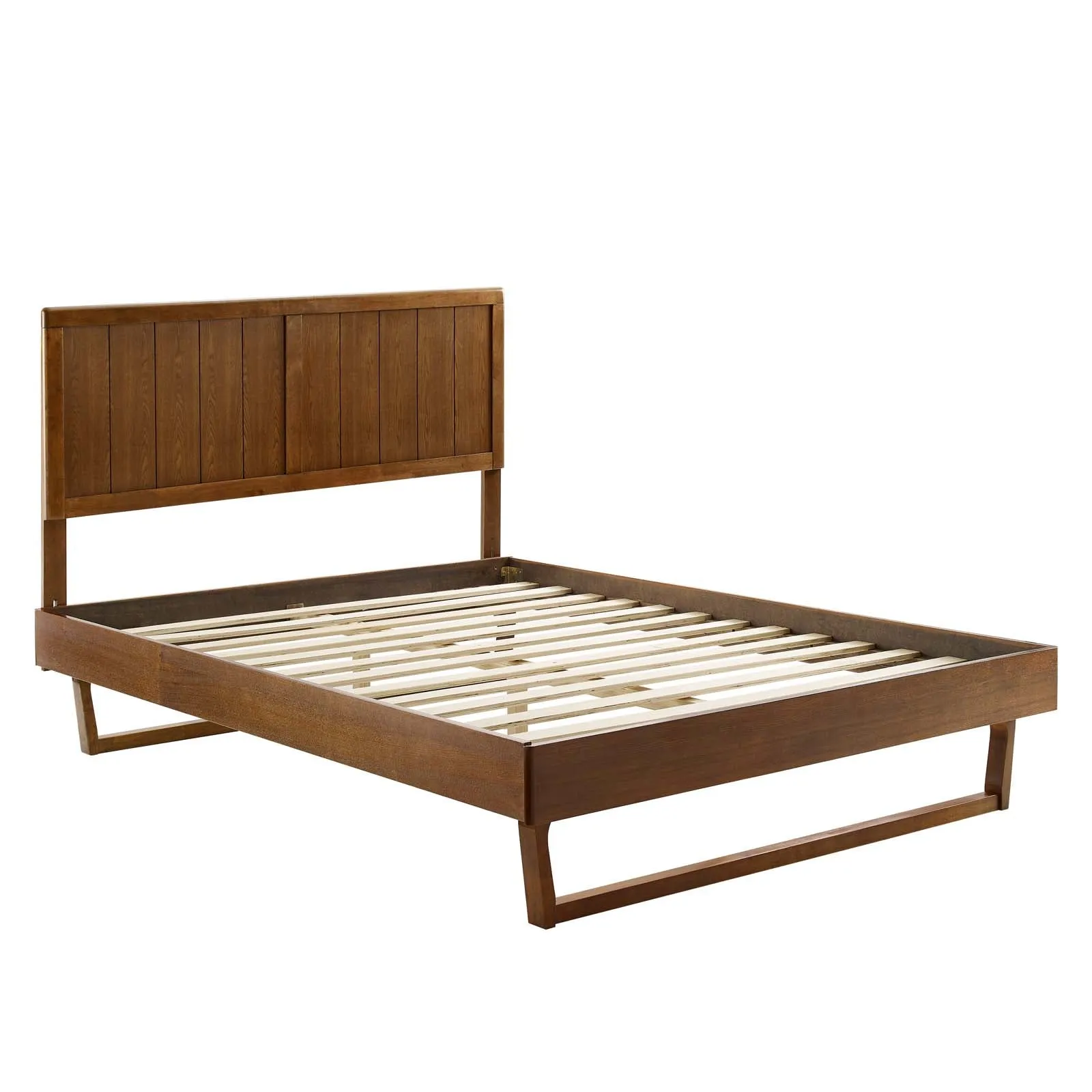 Alana Full Wood Platform Bed With Angular Frame Walnut MOD-6616-WAL
