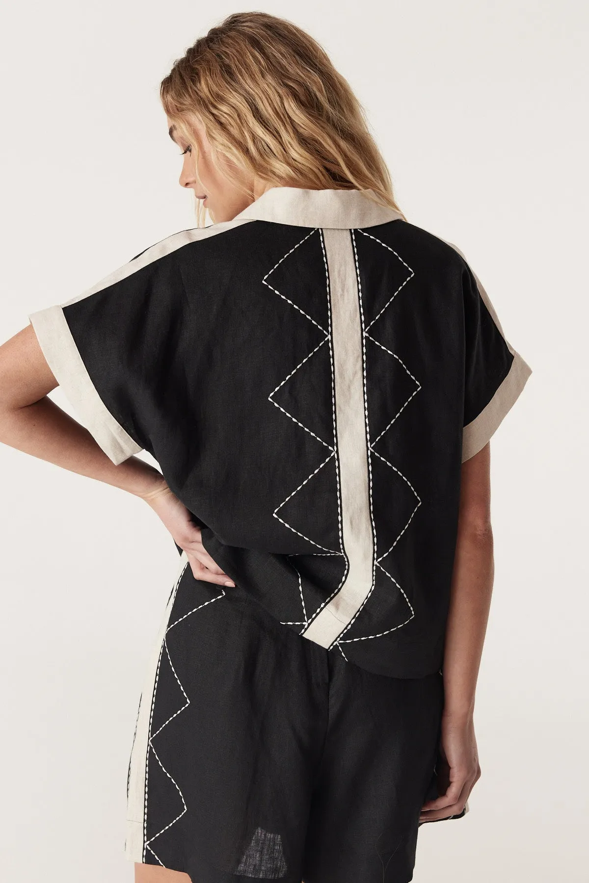 Ally Embroidered Shirt - Black