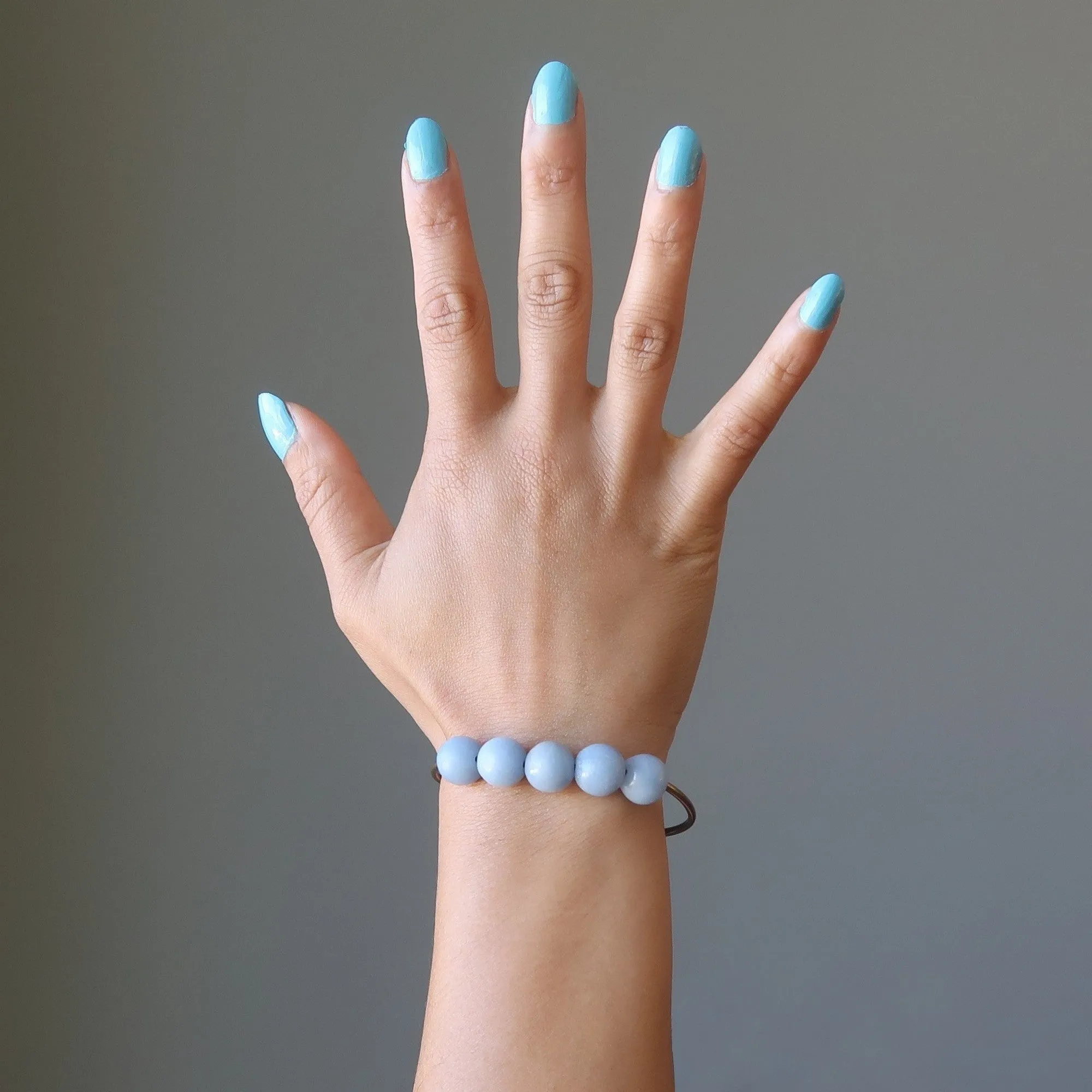 Angelite Bracelet Brass Angel Blue Gemstone