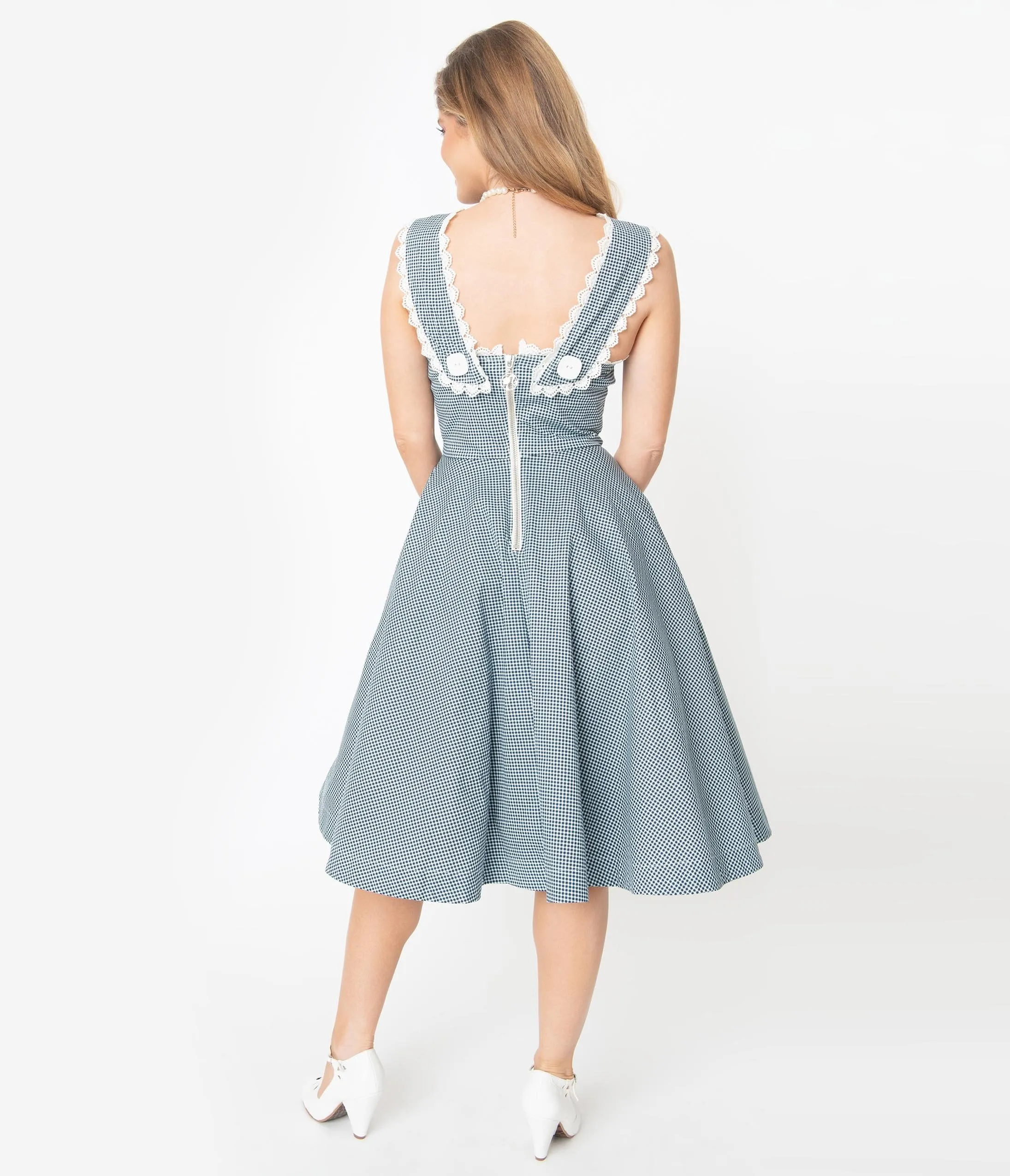 Navy & White Gingham Swing Dress - Barbie x Unique Vintage Barbie-Q Collection