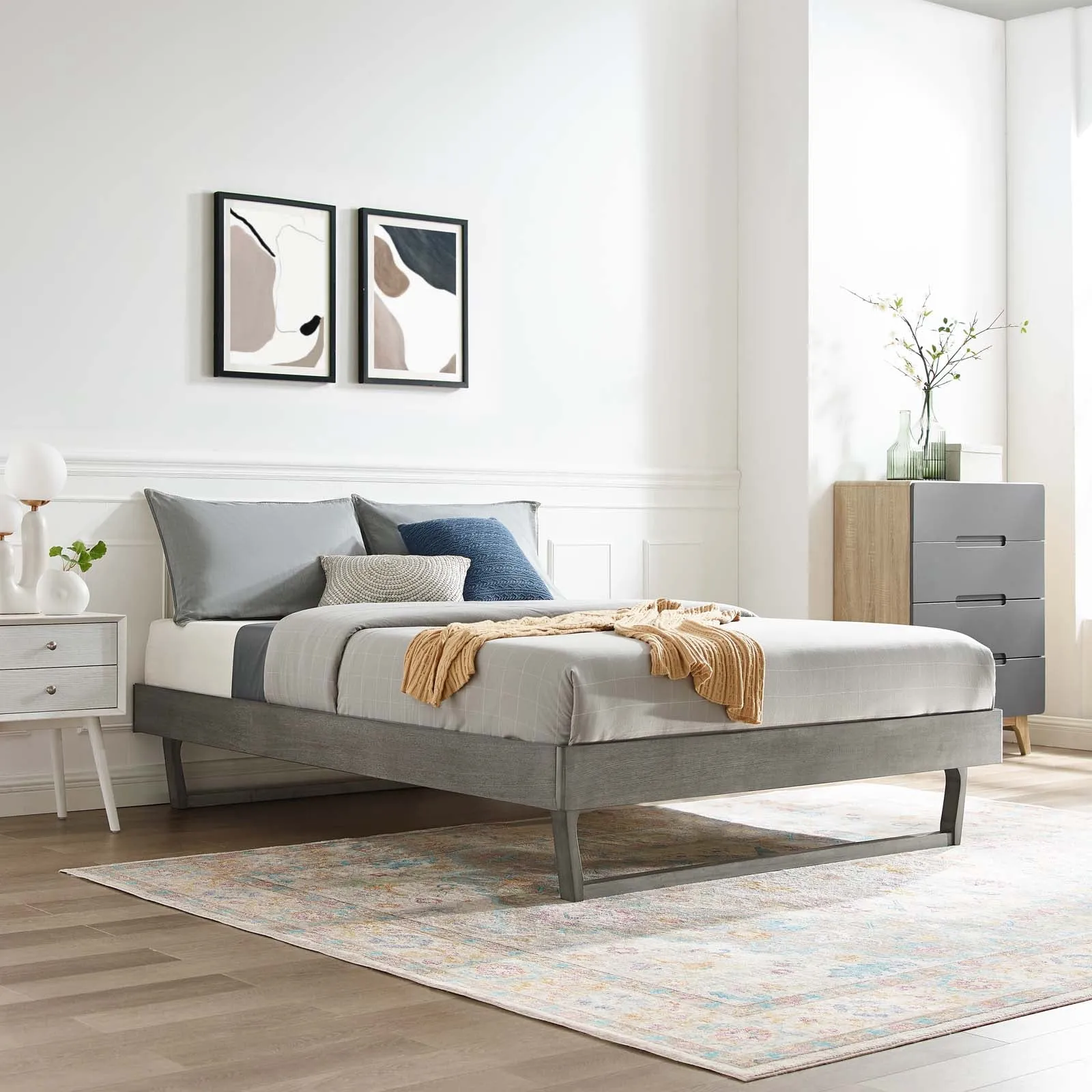 Billie Queen Wood Platform Bed Frame Gray MOD-6214-GRY