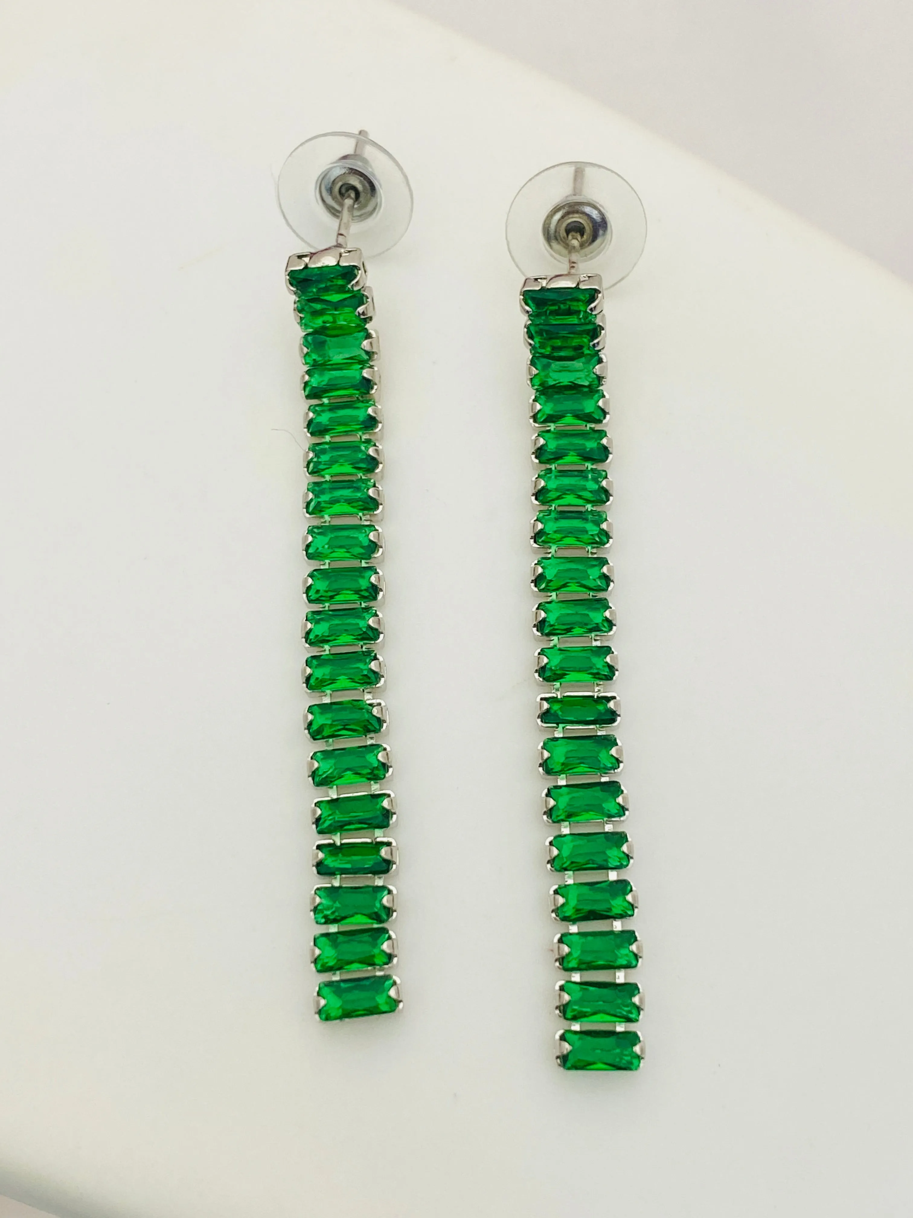 Charming Long Trendy Oxidized Green Color Earrings