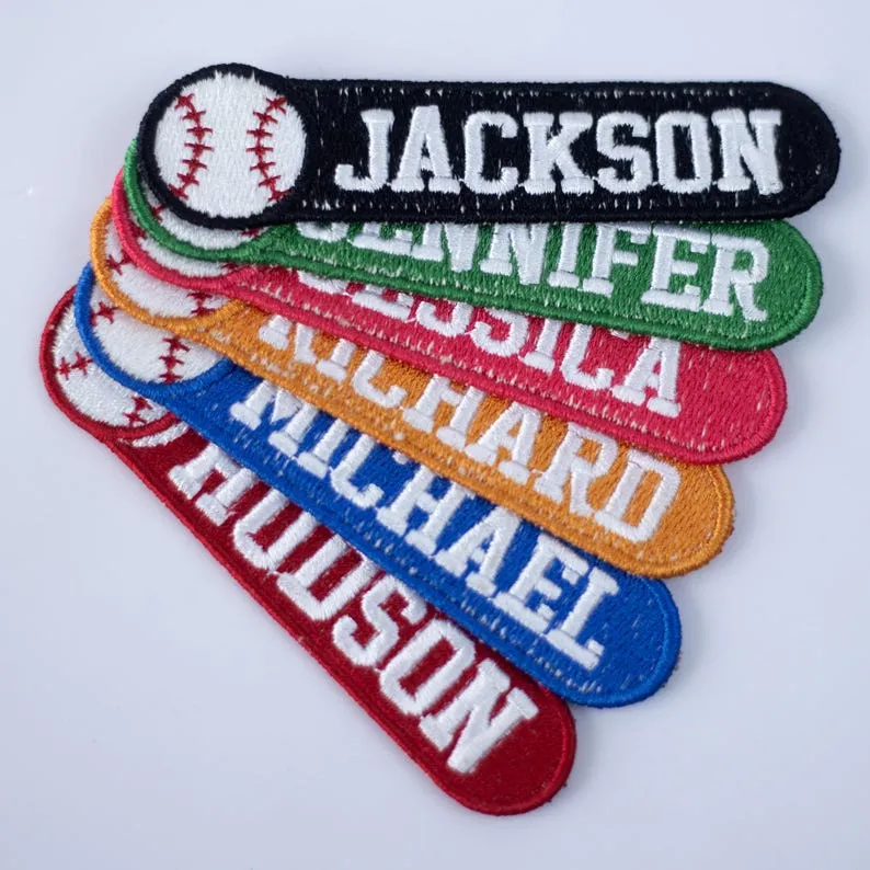 Custom Embroidered Baseball Patch, Personalized Baseball Team Name Patches, Sew On/Iron On Name Tag Applique Gifts for Ball Sport Team