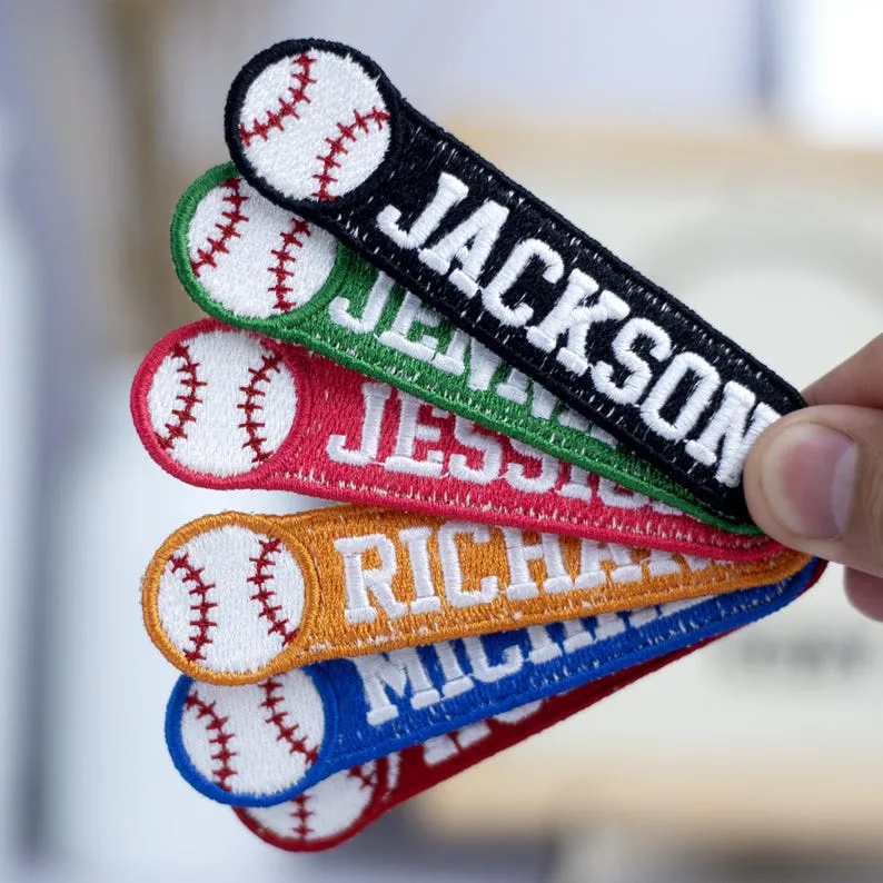 Custom Embroidered Baseball Patch, Personalized Baseball Team Name Patches, Sew On/Iron On Name Tag Applique Gifts for Ball Sport Team