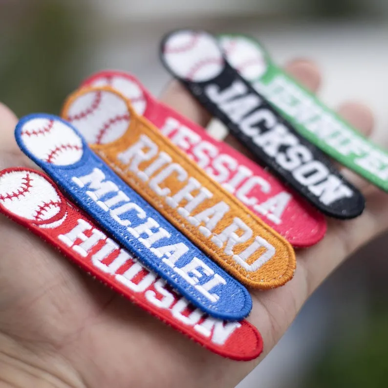 Custom Embroidered Baseball Patch, Personalized Baseball Team Name Patches, Sew On/Iron On Name Tag Applique Gifts for Ball Sport Team