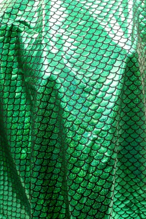 Green Hologram Fishscale Spandex Fabric Sample