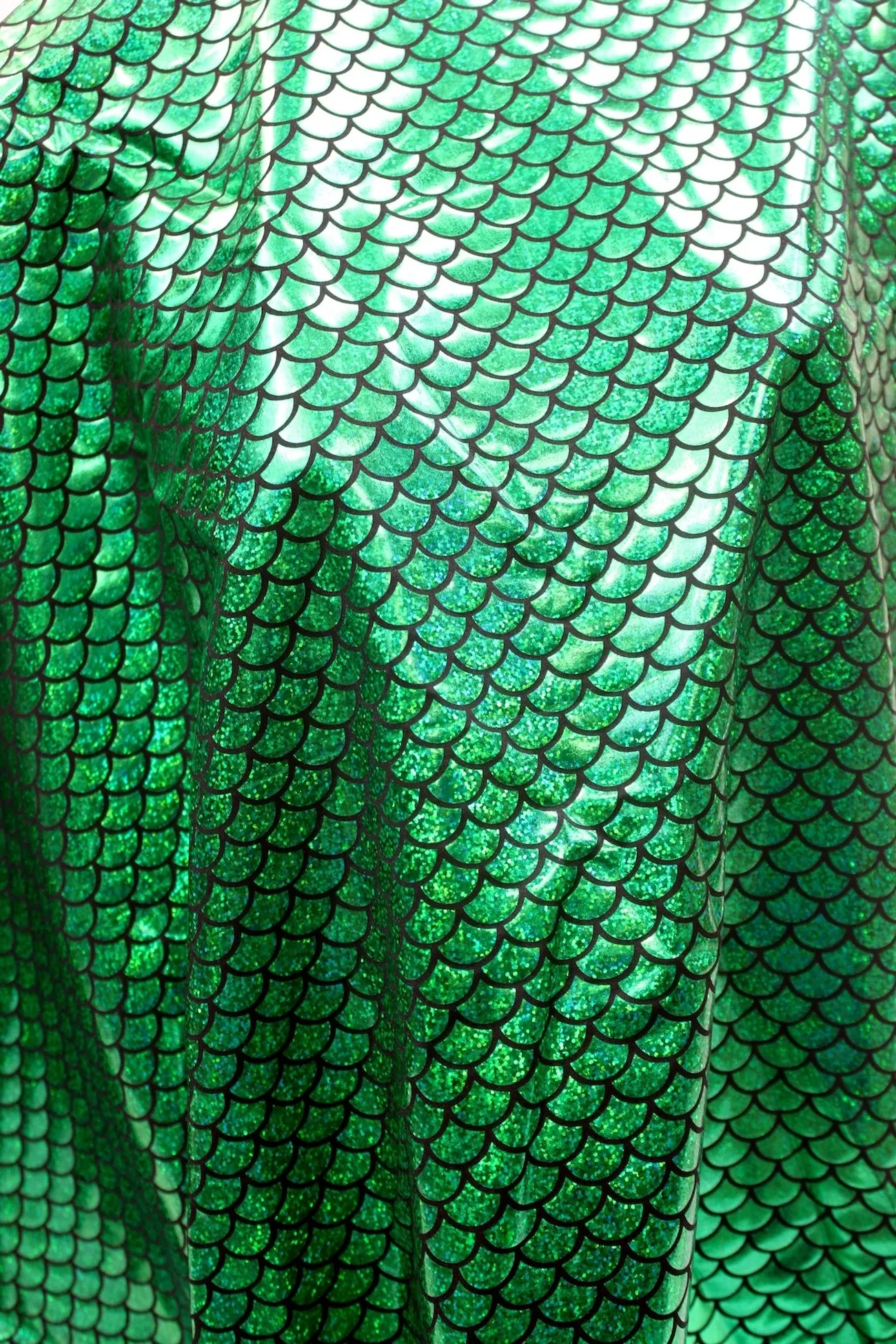 Green Hologram Fishscale Spandex Fabric Sample