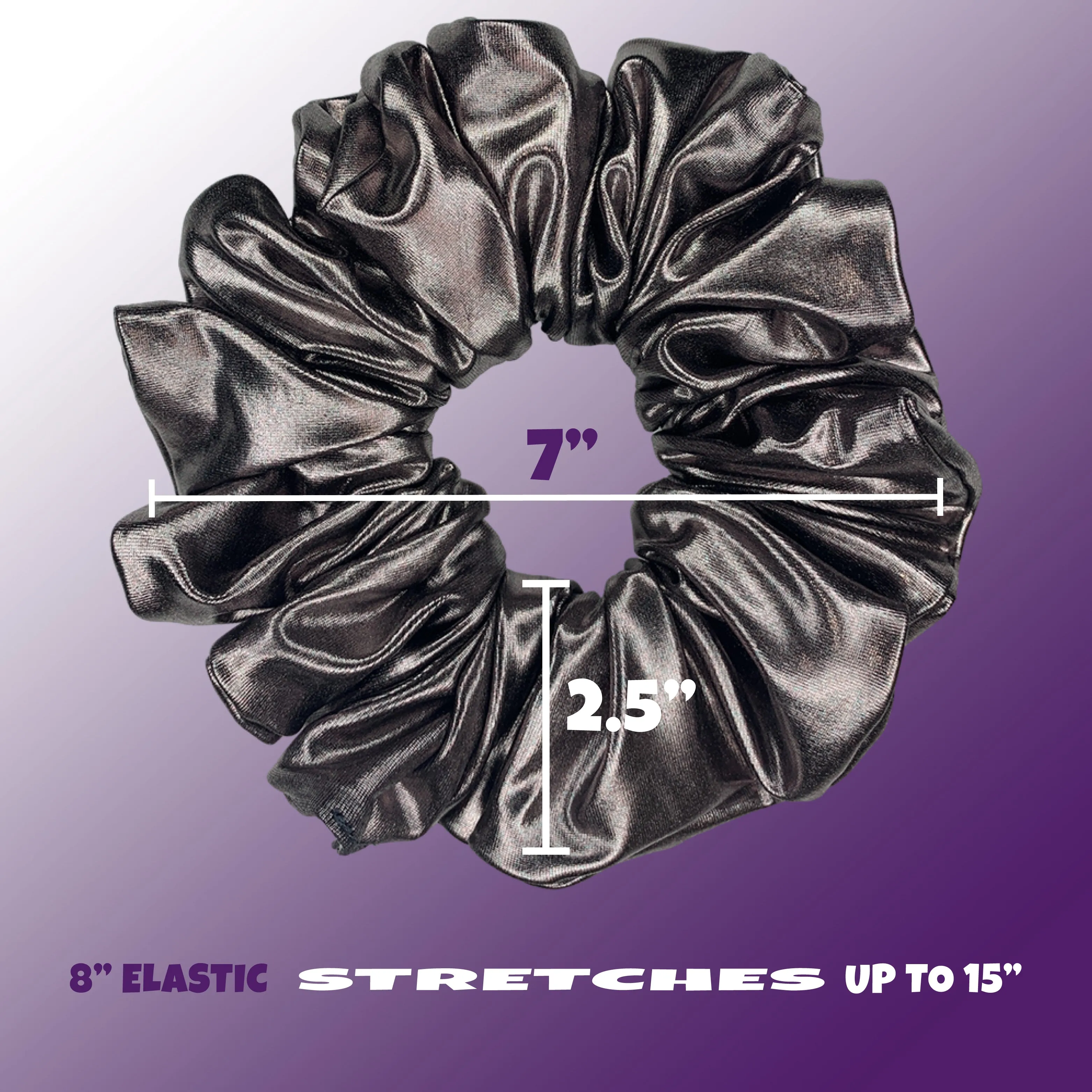 KING SIZE Metallic Scrunchies XXL Oversized Made in the USA Gunmetal