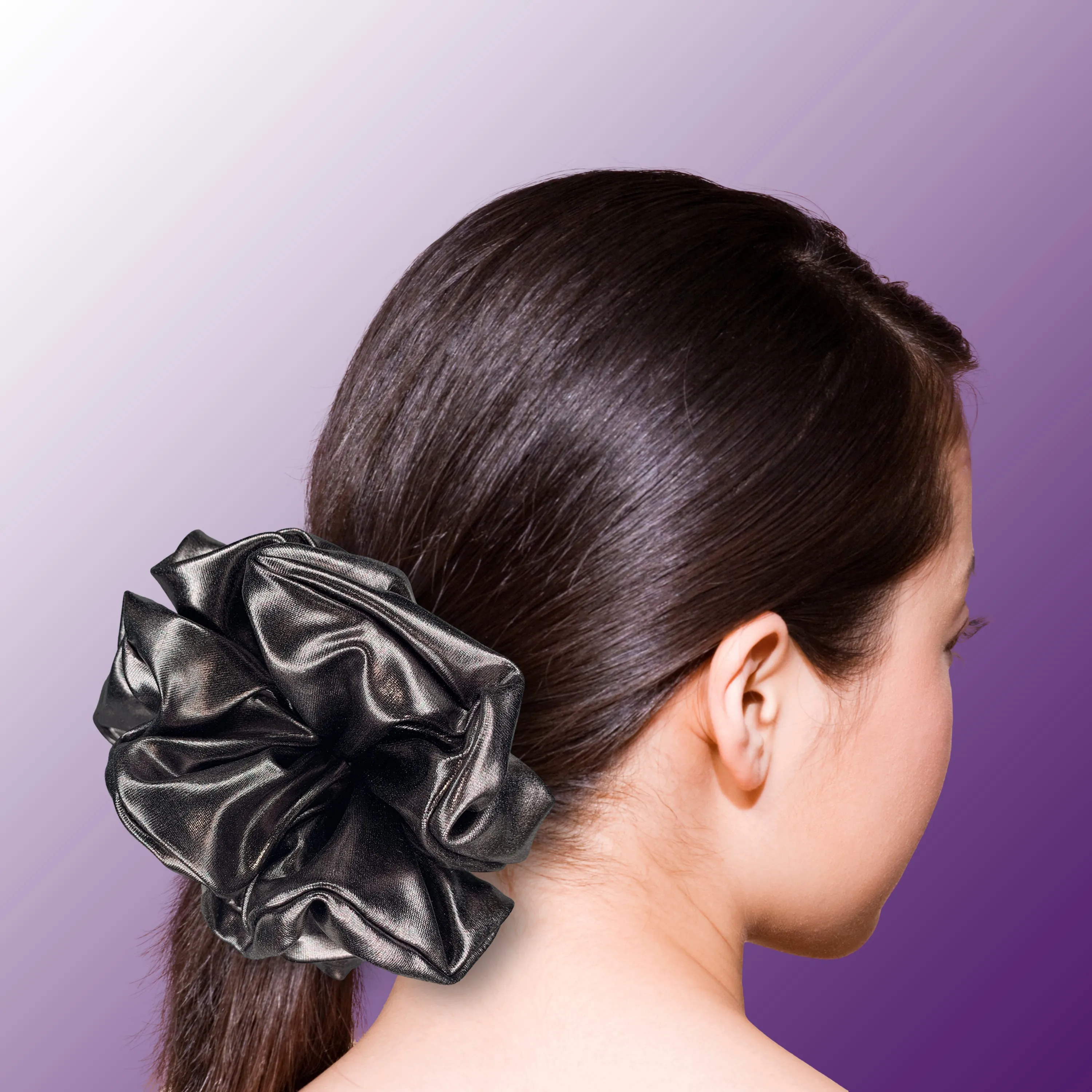 KING SIZE Metallic Scrunchies XXL Oversized Made in the USA Gunmetal