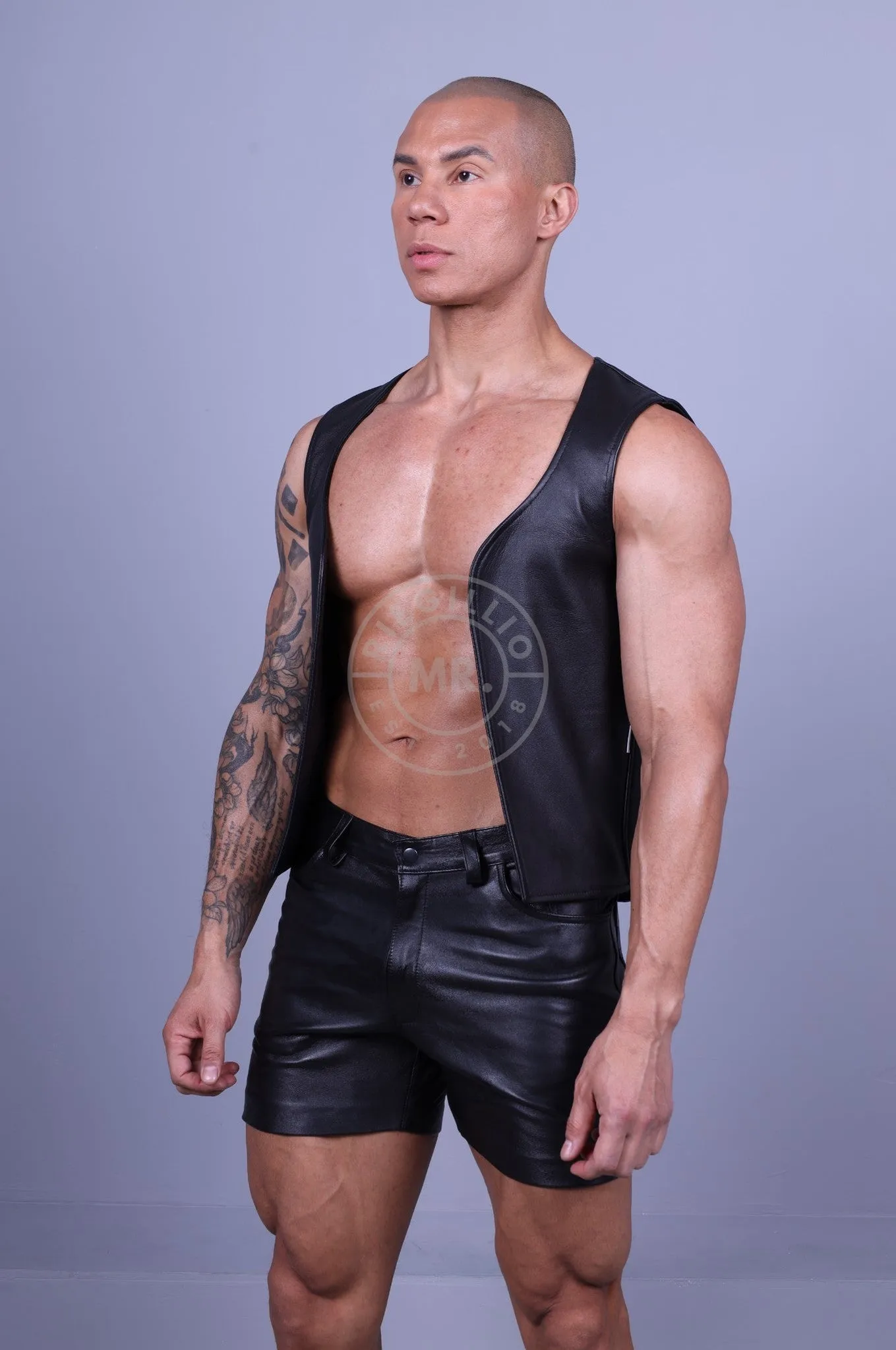 Leather Waistcoat - Black