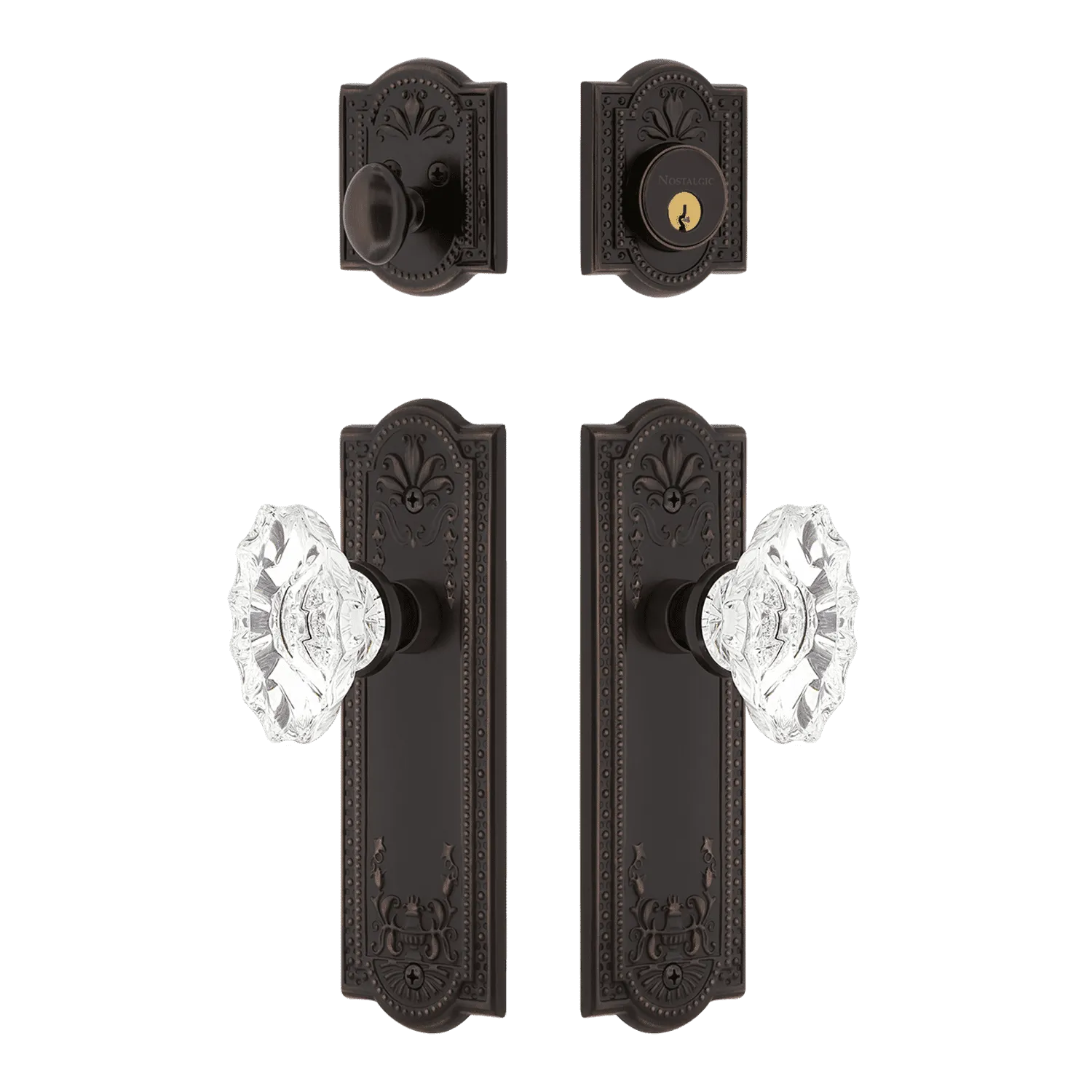 Meadows Entry Set with Chateau Crystal Knob in Timeless Bronze