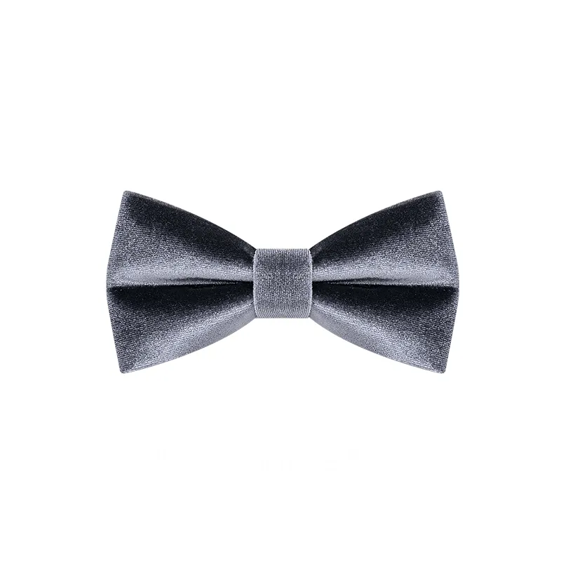 Men's Charcoal Gray Solid Color Velvet Bow Tie
