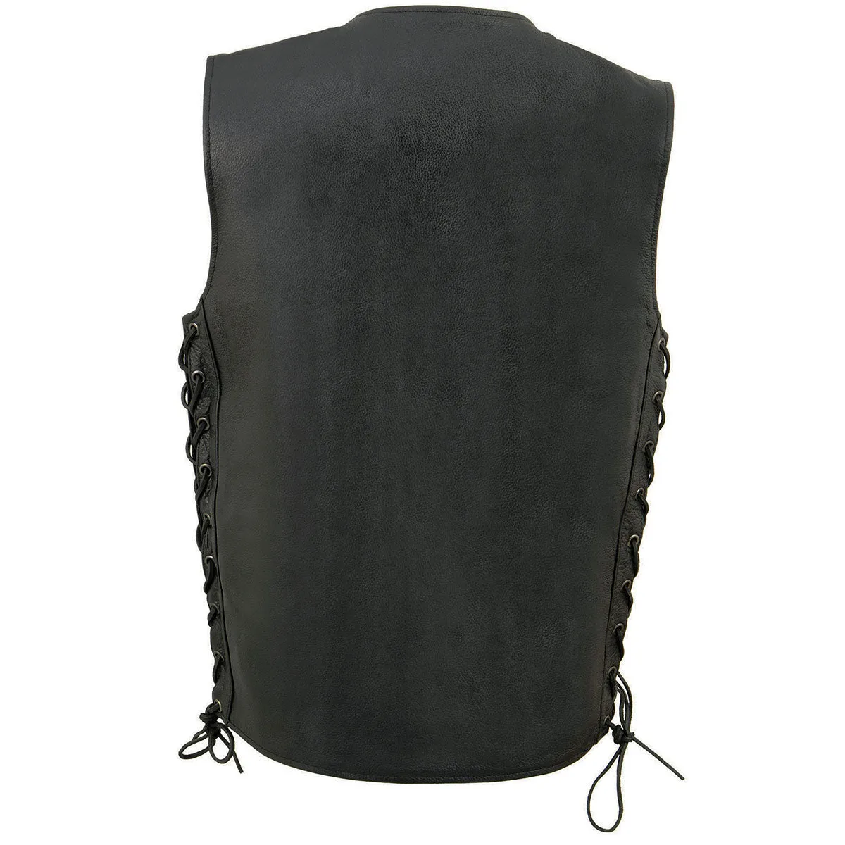 Milwaukee Leather Youth Size Black Leather Biker Style Vest with Snap