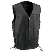 Milwaukee Leather Youth Size Black Leather Biker Style Vest with Snap