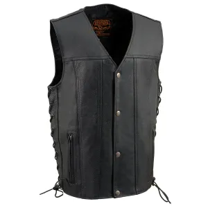 Milwaukee Leather Youth Size Black Leather Biker Style Vest with Snap