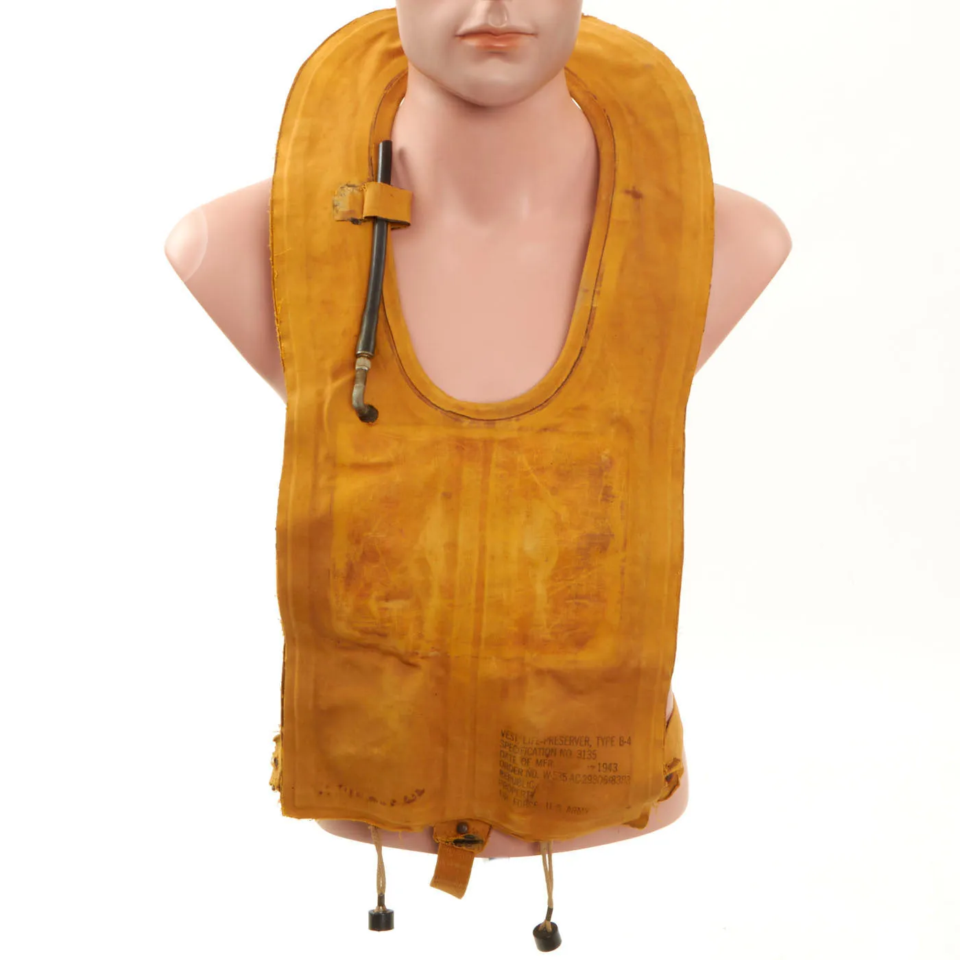 Original U.S. WWII USAAF Mae West Pneumatic Life Vest by Republic - Dated February 17, 1943