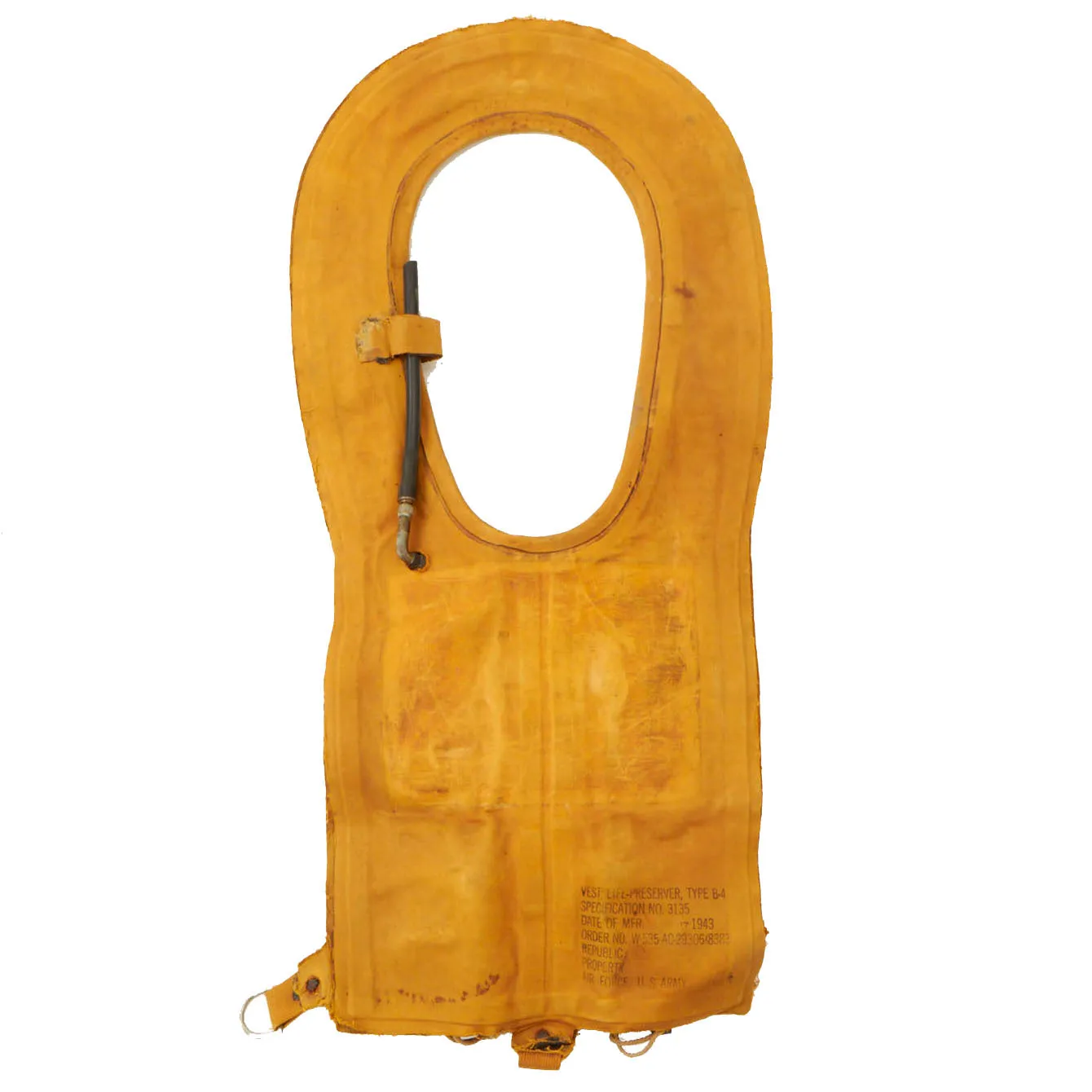 Original U.S. WWII USAAF Mae West Pneumatic Life Vest by Republic - Dated February 17, 1943