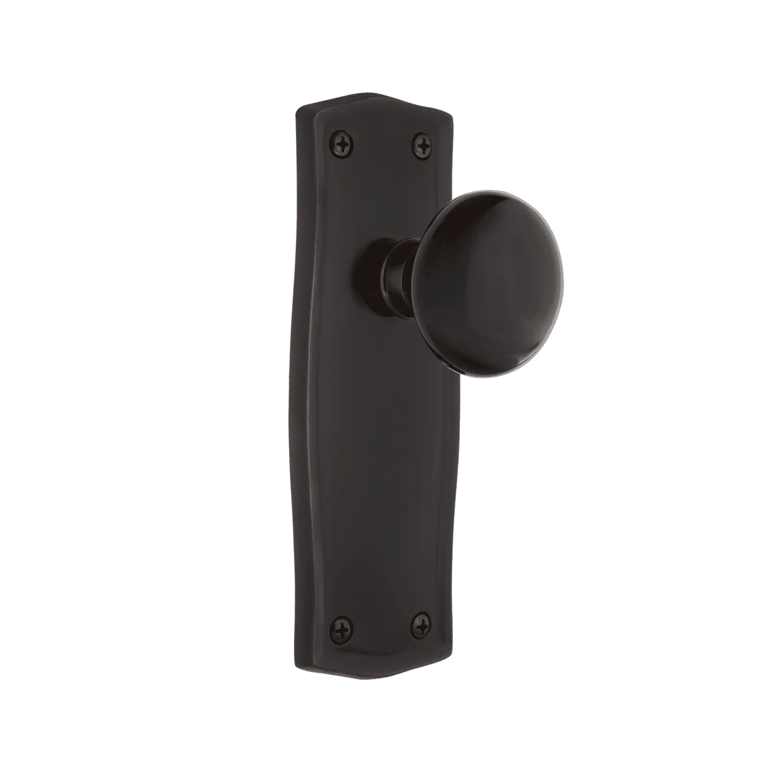 Prairie Long Plate with Black Porcelain Knob in Timeless Bronze