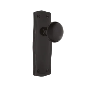 Prairie Long Plate with Black Porcelain Knob in Timeless Bronze