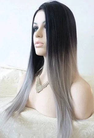 Premium Fibre Ombre Gray Wig