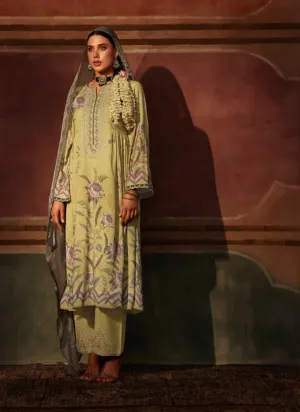 Pure Muslin Unstitched Salwar Suit Dress Material with Embroidery