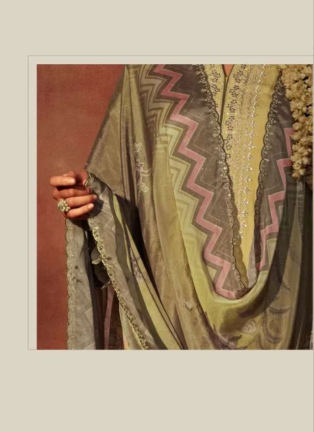 Pure Muslin Unstitched Salwar Suit Dress Material with Embroidery