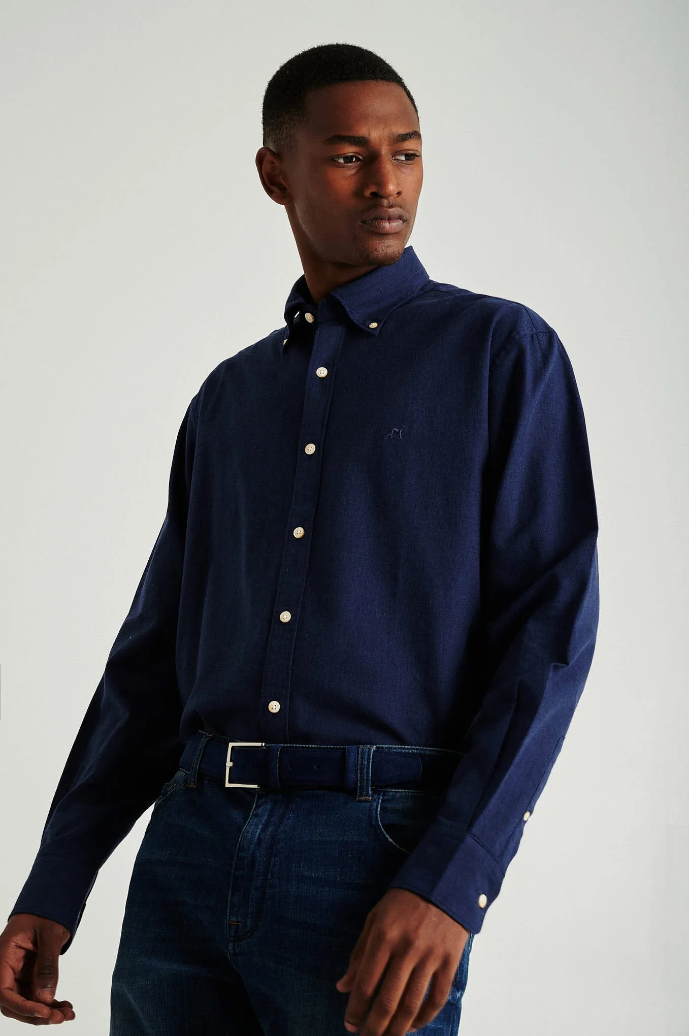Regular fit plain twill shirt