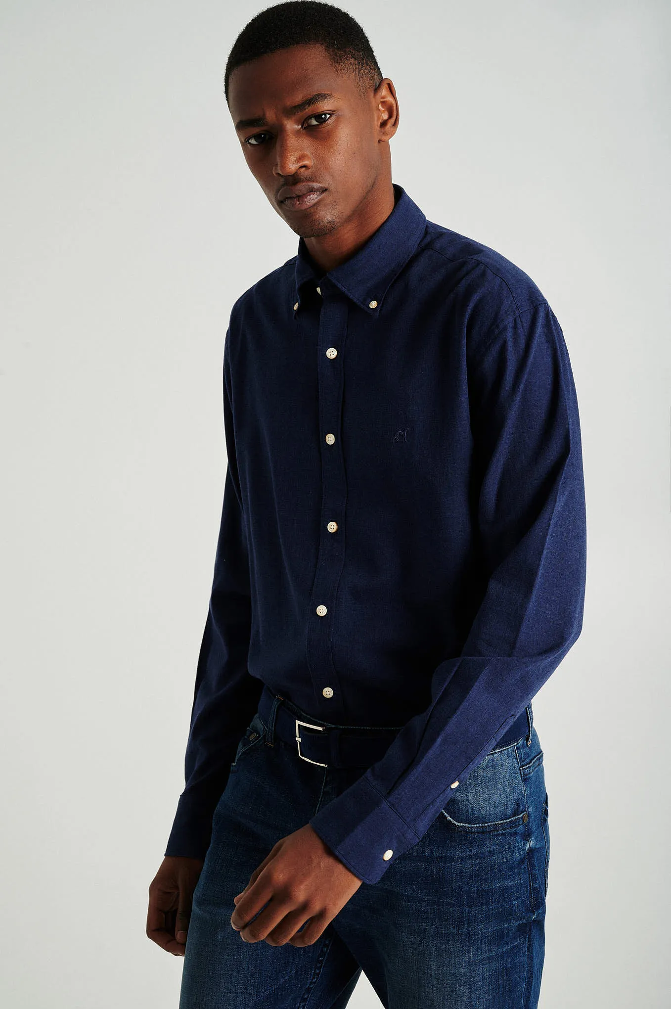 Regular fit plain twill shirt