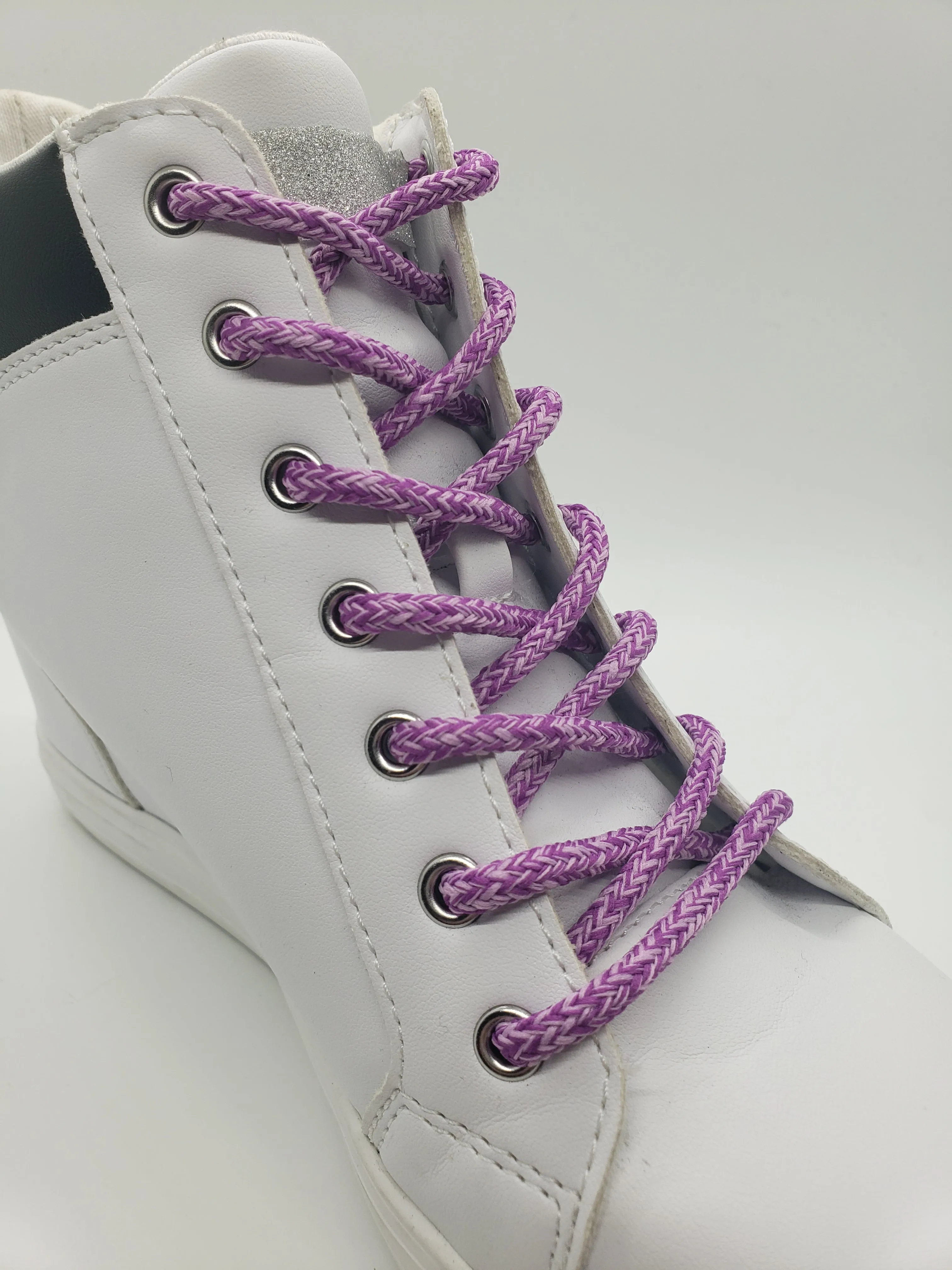 Round Tweed Shoelaces - Lilac and Purple