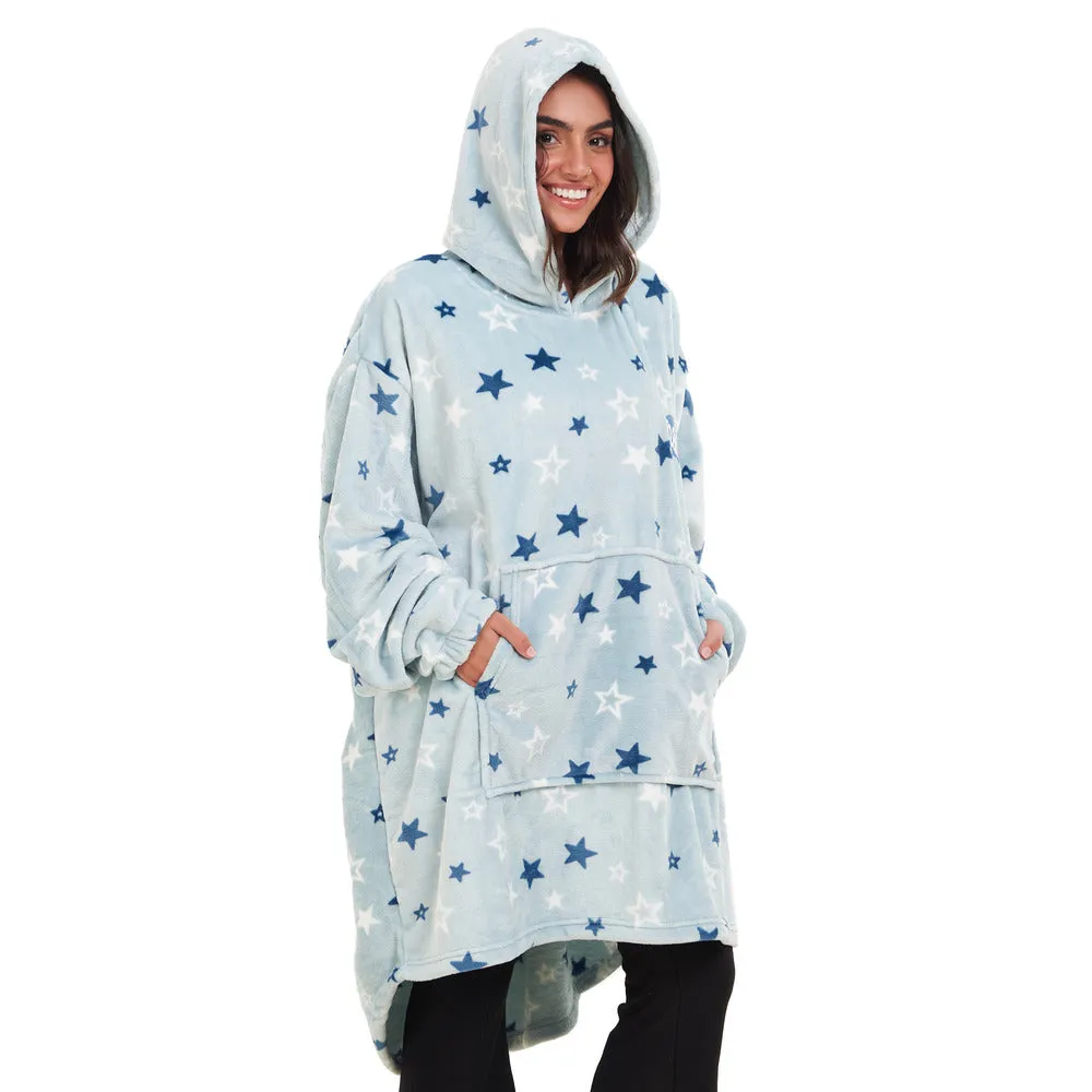 Snuggs Blanket Hoodie Pastel Blue Stars
