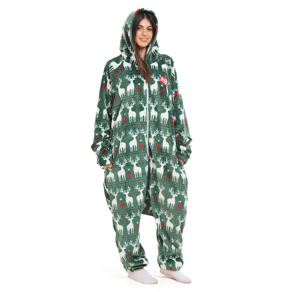 Snuggs Blanket Onesie Green Christmas