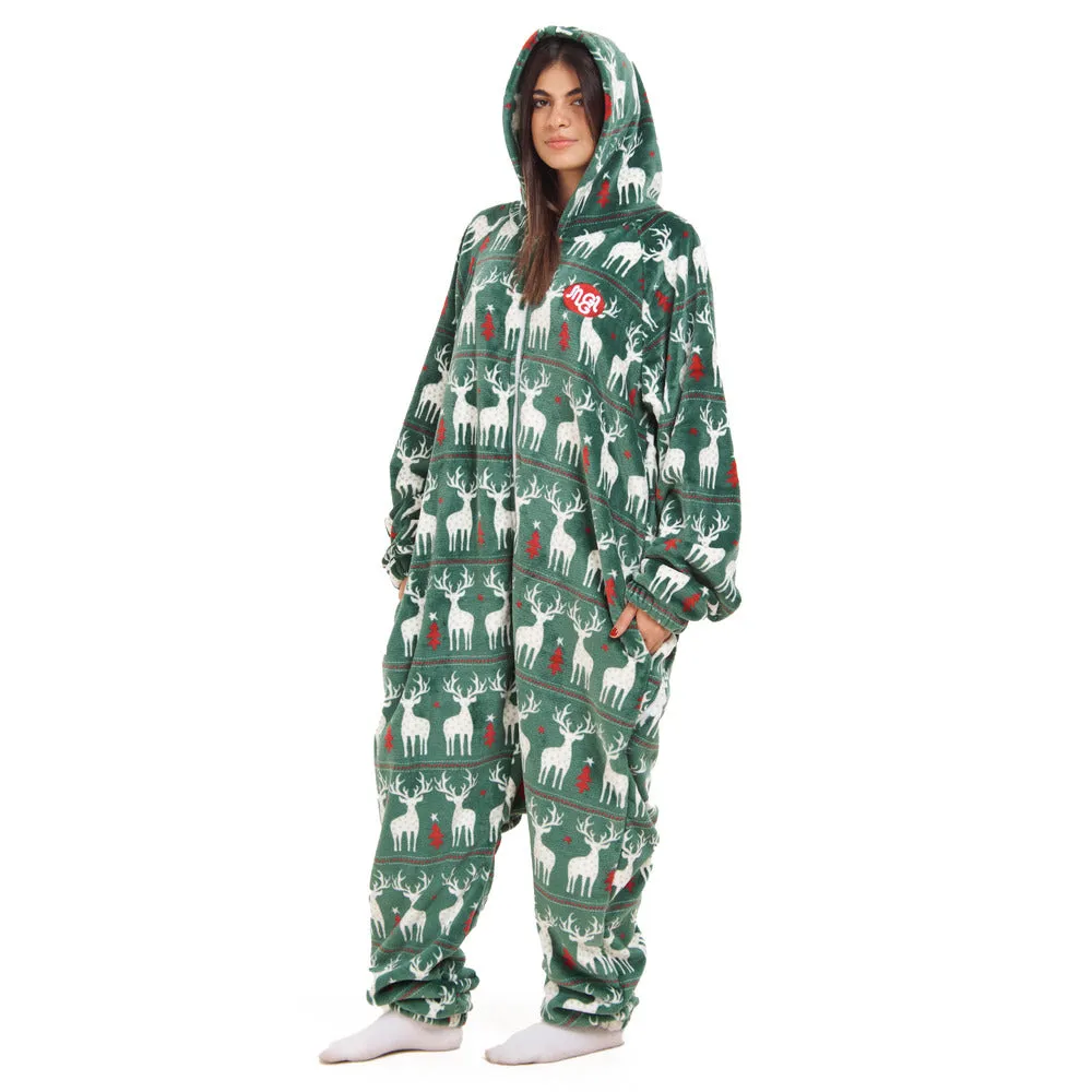 Snuggs Blanket Onesie Green Christmas