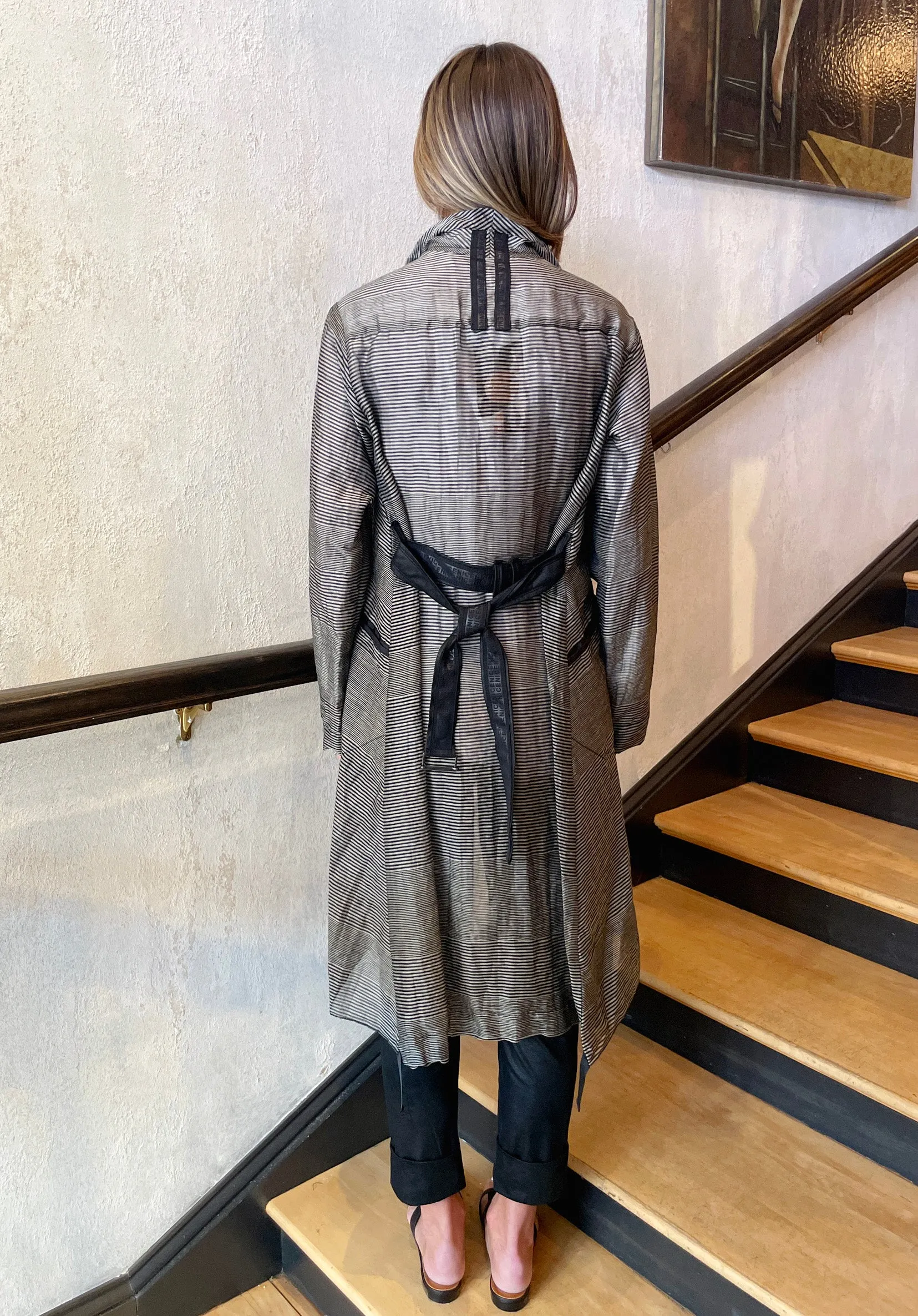 Stripe Midi Jacket - Black Grey